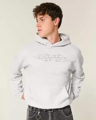 Sudadera con capucha con gráfico de llamas cuadradas