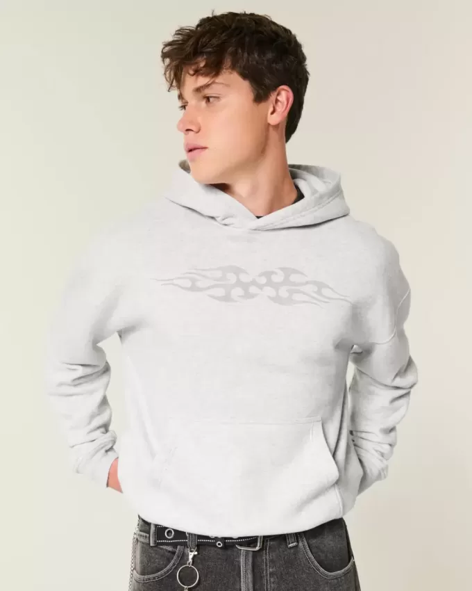 Sudadera con capucha con gráfico de llamas cuadradas Sudadera con capucha con gráfico de llamas cuadradas