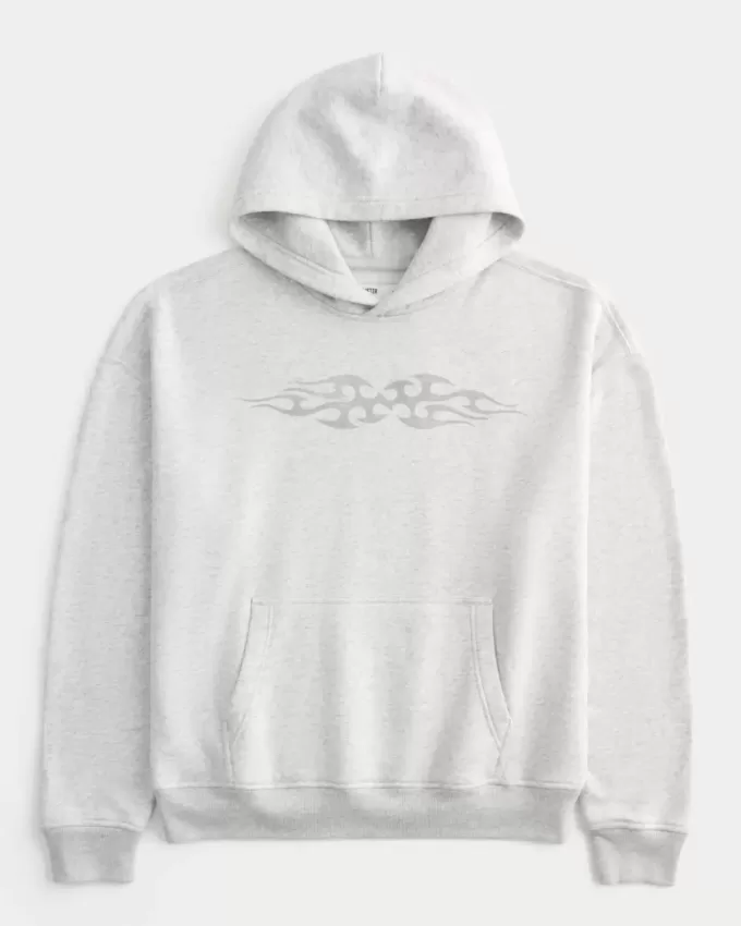 Sudadera con capucha con gráfico de llamas cuadradas Sudadera con capucha con gráfico de llamas cuadradas