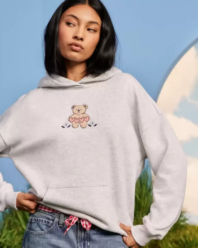 Sudadera con capucha con gráfico de osito de peluche