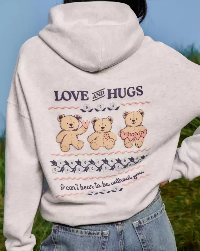 Sudadera con capucha con gráfico de osito de peluche