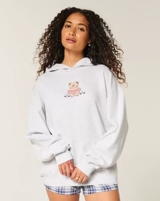 Sudadera con capucha con gráfico de osito de peluche