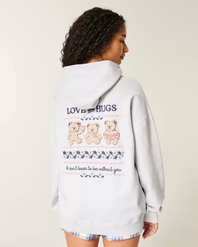 Sudadera con capucha con gráfico de osito de peluche