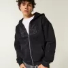 Sudadera con capucha cuadrada con cremallera y gráfico de llamas