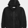 Sudadera con capucha cuadrada con cremallera y gráfico de llamas