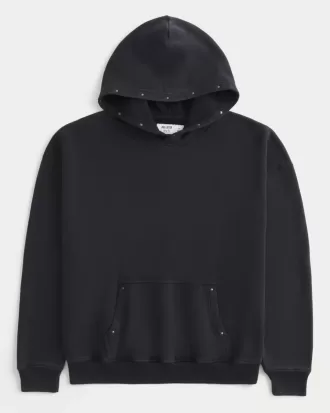 Sudadera con capucha cuadrada con tachuelas