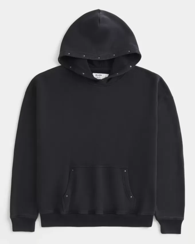 Sudadera con capucha cuadrada con tachuelas Sudadera con capucha cuadrada con tachuelas