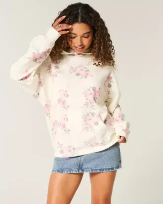 Sudadera con capucha extragrande con estampado floral Feel Good de Hollister