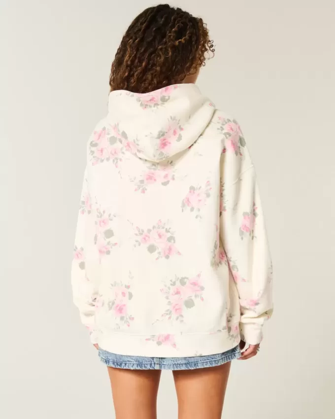 Sudadera con capucha extragrande con estampado floral Feel Good de Hollister Sudadera con capucha extragrande con estampado floral Feel Good de Hollister