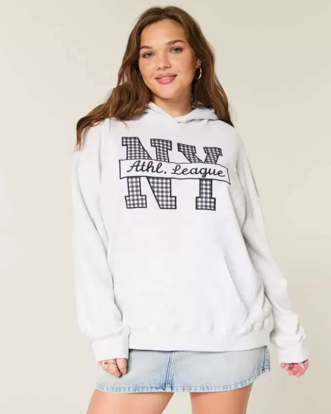 Sudadera con capucha extragrande con gráfico de Nueva York Sudadera con capucha extragrande con gráfico de Nueva York