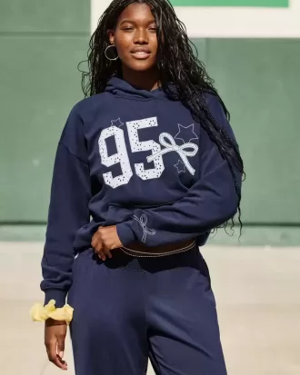 Sudadera con capucha extragrande con gráfico universitario