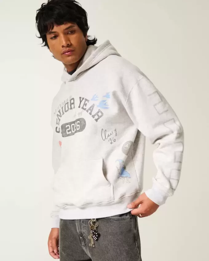 Sudadera con capucha gráfica cuadrada para el último año de secundaria de 2026 Sudadera con capucha gráfica cuadrada para el último año de secundaria de 2026