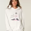 Sudadera con capucha gráfica de la Costa Este de gran tamaño