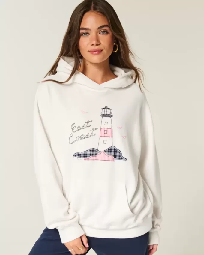 Sudadera con capucha gráfica de la Costa Este de gran tamaño