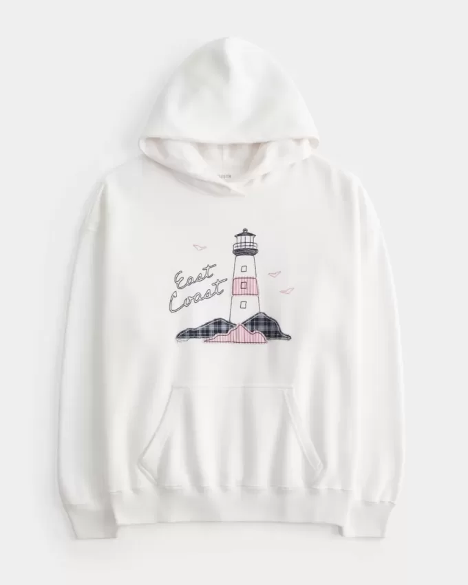 Sudadera con capucha gráfica de la Costa Este de gran tamaño