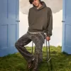 Sudadera con capucha holgada y cintura ajustada Sudadera con capucha holgada y cintura ajustada