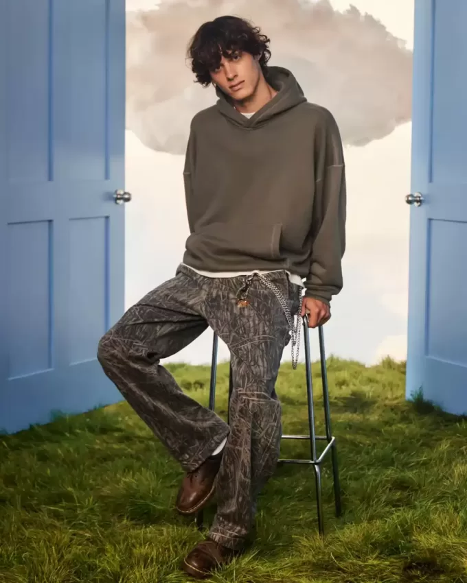 Sudadera con capucha holgada y cintura ajustada Sudadera con capucha holgada y cintura ajustada