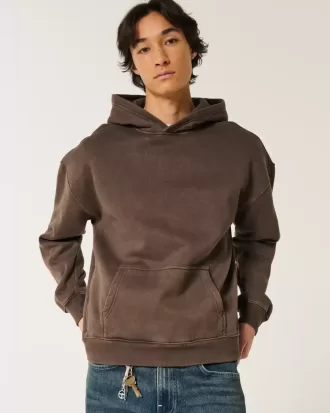 Sudadera con capucha lavada y cuadrada