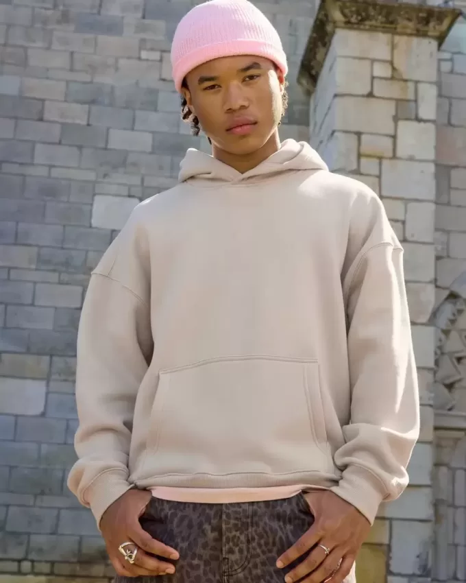 Sudadera con capucha lavada y cuadrada Sudadera con capucha lavada y cuadrada