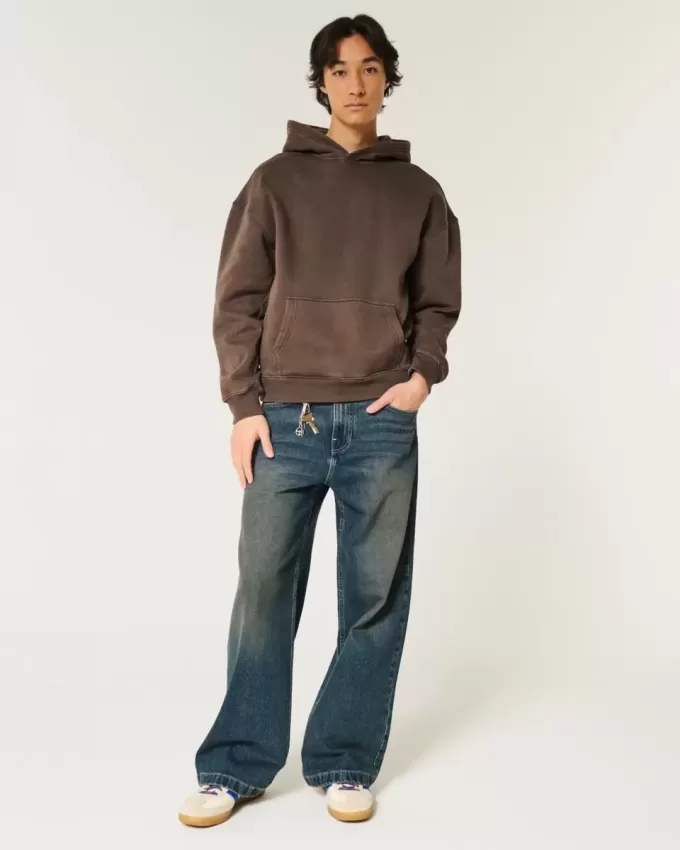 Sudadera con capucha lavada y cuadrada Sudadera con capucha lavada y cuadrada