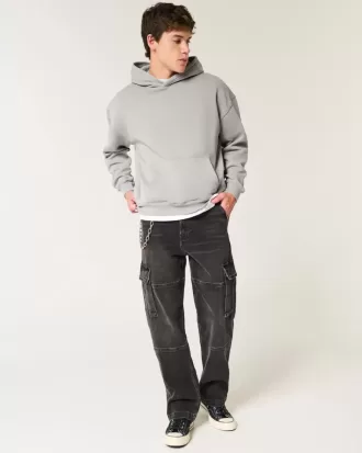 Sudadera con capucha lavada y cuadrada