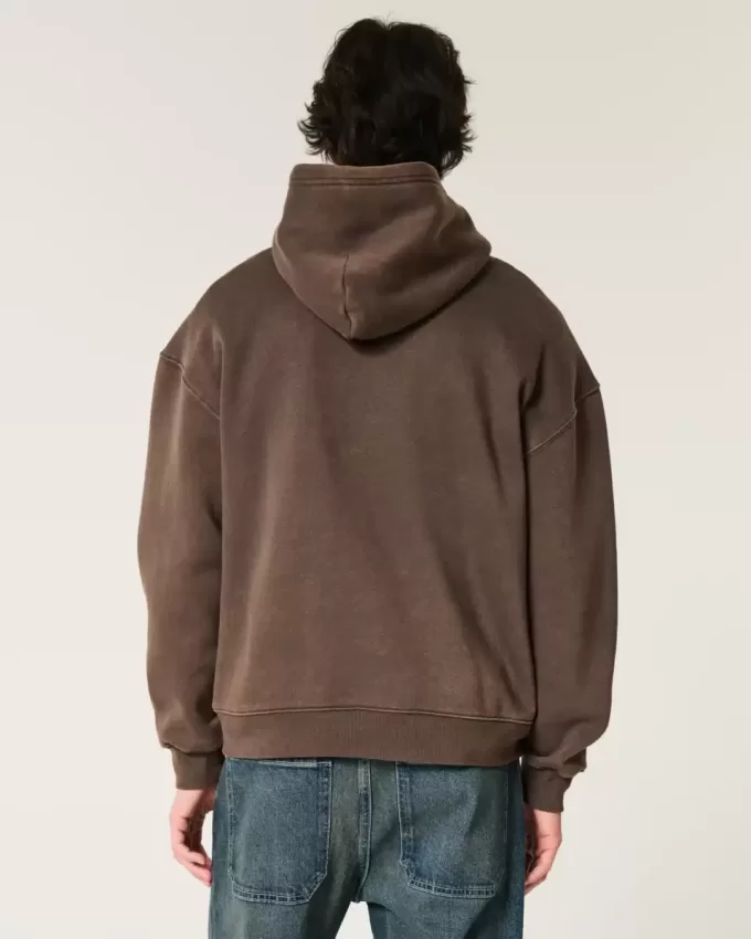 Sudadera con capucha lavada y cuadrada Sudadera con capucha lavada y cuadrada