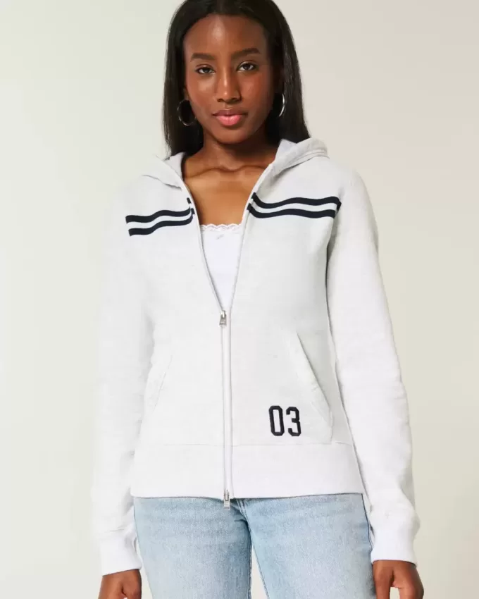 Sudadera con capucha y cremallera a rayas finas Sudadera con capucha y cremallera a rayas finas
