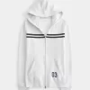 Sudadera con capucha y cremallera a rayas finas Sudadera con capucha y cremallera a rayas finas