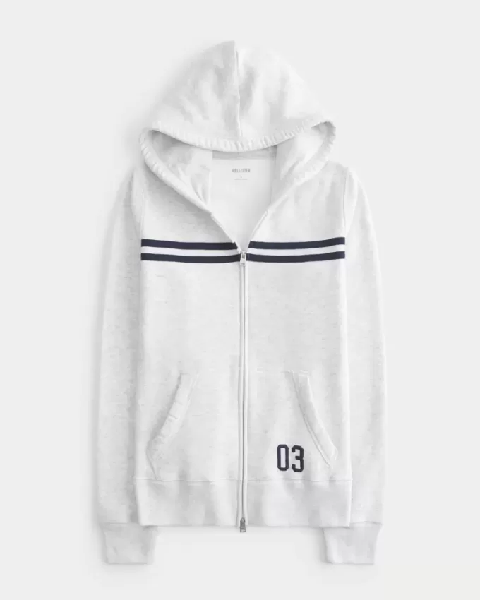 Sudadera con capucha y cremallera a rayas finas Sudadera con capucha y cremallera a rayas finas