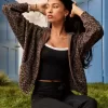 Sudadera con capucha y cremallera con estampado de leopardo de gran tamaño Sudadera con capucha y cremallera con estampado de leopardo de gran tamaño