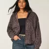 Sudadera con capucha y cremallera con estampado de leopardo de gran tamaño Sudadera con capucha y cremallera con estampado de leopardo de gran tamaño
