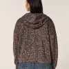 Sudadera con capucha y cremallera con estampado de leopardo de gran tamaño Sudadera con capucha y cremallera con estampado de leopardo de gran tamaño