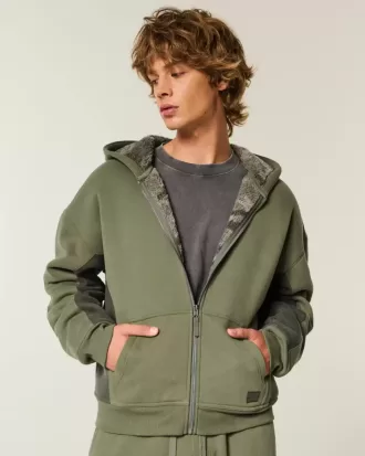 Sudadera con capucha y cremallera con forro de sherpa de Hollister x Crocs