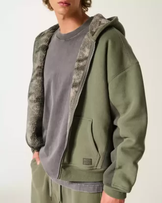 Sudadera con capucha y cremallera con forro de sherpa de Hollister x Crocs