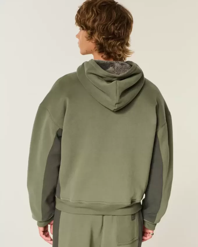 Sudadera con capucha y cremallera con forro de sherpa de Hollister x Crocs Sudadera con capucha y cremallera con forro de sherpa de Hollister x Crocs