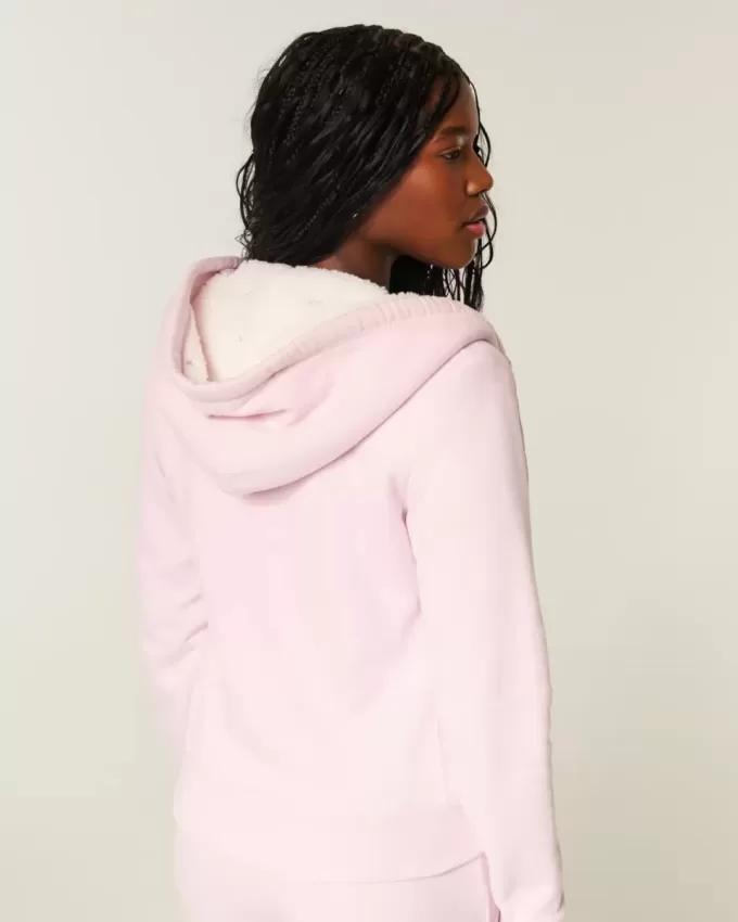 Sudadera con capucha y cremallera con forro de sherpa de Hollister x Crocs Sudadera con capucha y cremallera con forro de sherpa de Hollister x Crocs