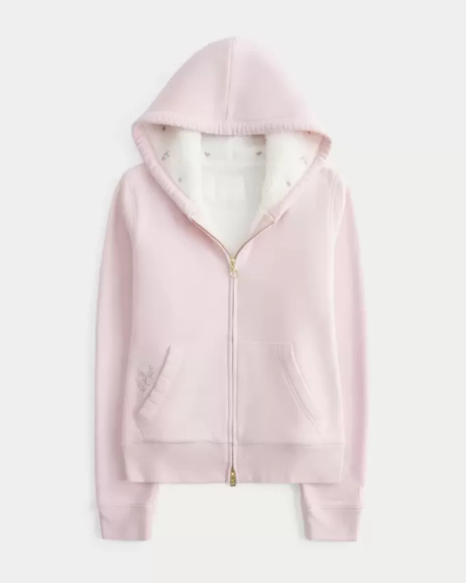Sudadera con capucha y cremallera con forro de sherpa de Hollister x Crocs Sudadera con capucha y cremallera con forro de sherpa de Hollister x Crocs