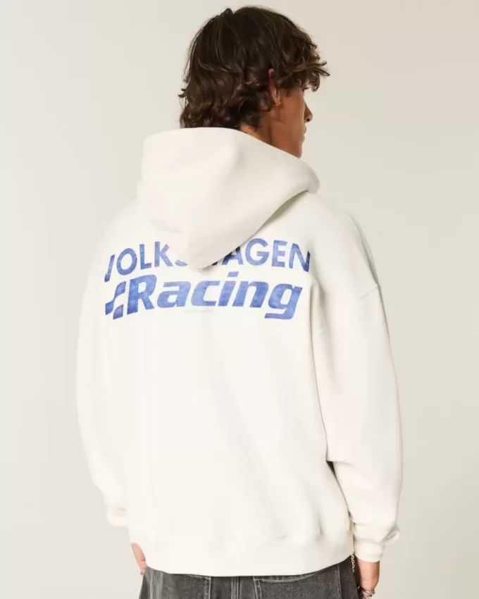 Sudadera con capucha y cremallera con gráfico de carreras de Volkswagen Sudadera con capucha y cremallera con gráfico de carreras de Volkswagen