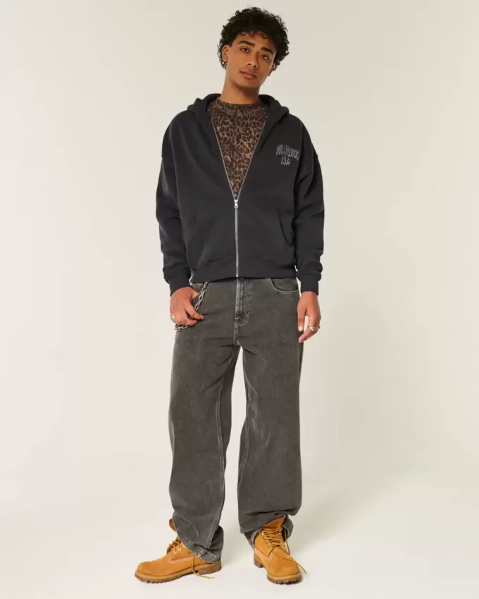 Sudadera con capucha y cremallera con gráfico de Hollywood Sudadera con capucha y cremallera con gráfico de Hollywood