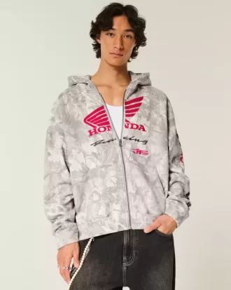 Sudadera con capucha y cremallera con gráfico de Honda Racing