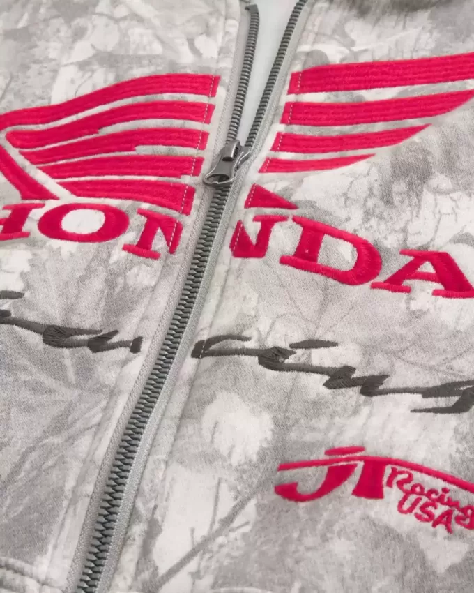 Sudadera con capucha y cremallera con gráfico de Honda Racing Sudadera con capucha y cremallera con gráfico de Honda Racing