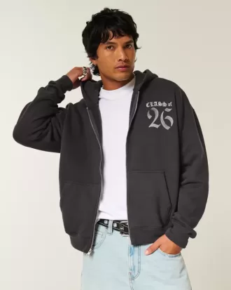Sudadera con capucha y cremallera con gráfico de la clase 26