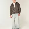 Sudadera con capucha y cremallera con gráfico de llamas cuadradas Sudadera con capucha y cremallera con gráfico de llamas cuadradas