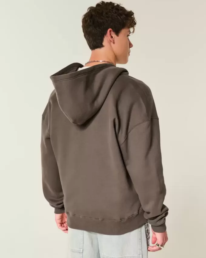 Sudadera con capucha y cremallera con gráfico de llamas cuadradas Sudadera con capucha y cremallera con gráfico de llamas cuadradas