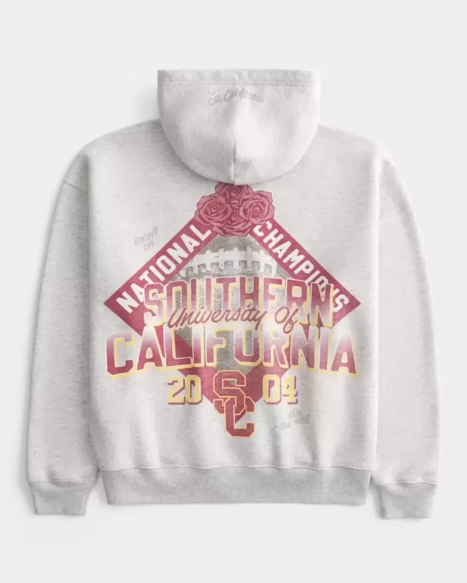 Sudadera con capucha y cremallera con gráfico de los Trojans de la Universidad del Sur de California