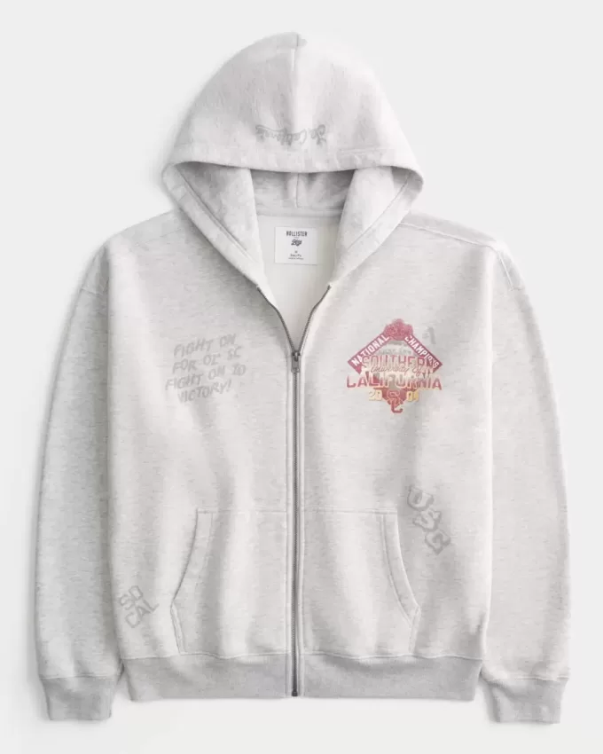 Sudadera con capucha y cremallera con gráfico de los Trojans de la Universidad del Sur de California