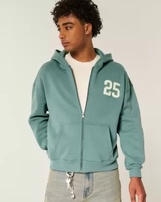 Sudadera con capucha y cremallera con gráfico de números cuadrados