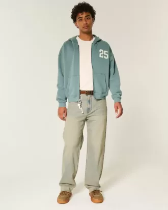 Sudadera con capucha y cremallera con gráfico de números cuadrados