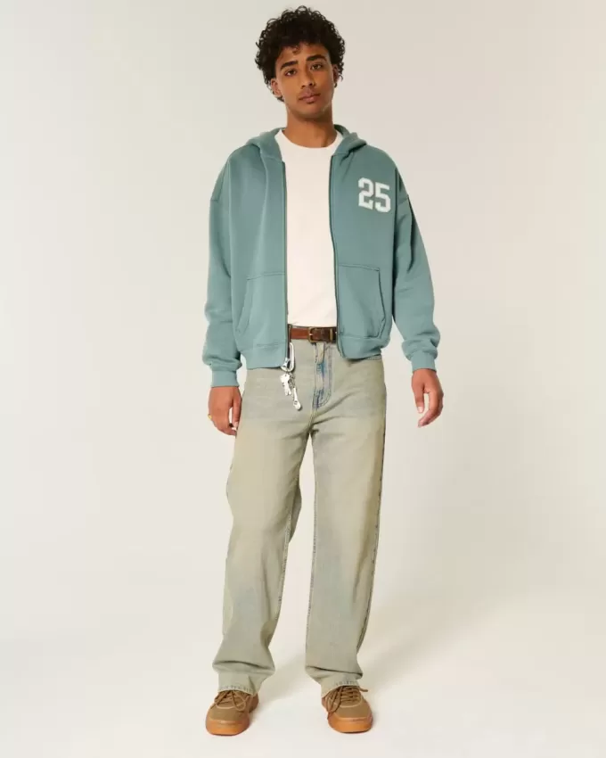 Sudadera con capucha y cremallera con gráfico de números cuadrados Sudadera con capucha y cremallera con gráfico de números cuadrados