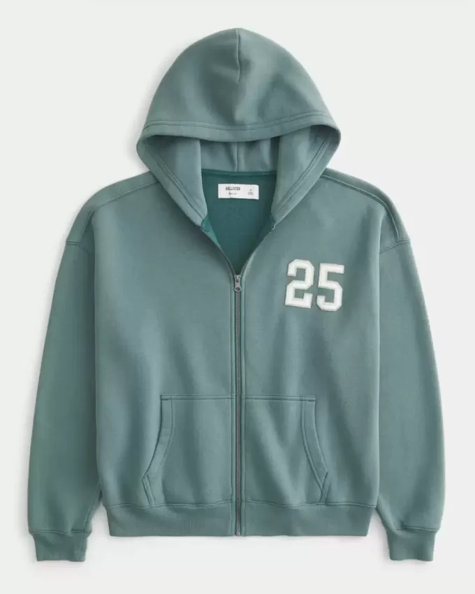 Sudadera con capucha y cremallera con gráfico de números cuadrados Sudadera con capucha y cremallera con gráfico de números cuadrados